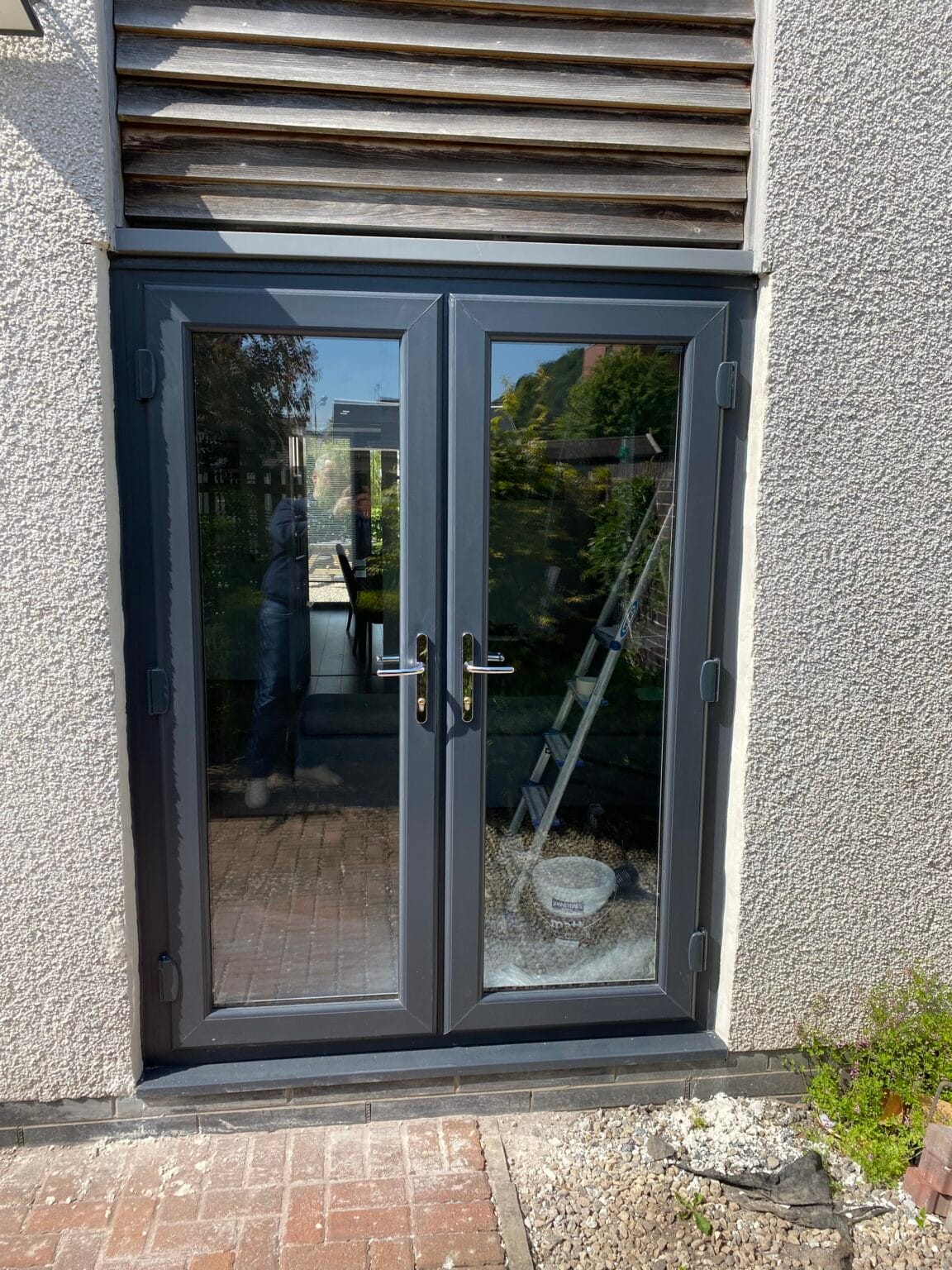 Bright room behind energy-efficient French doors