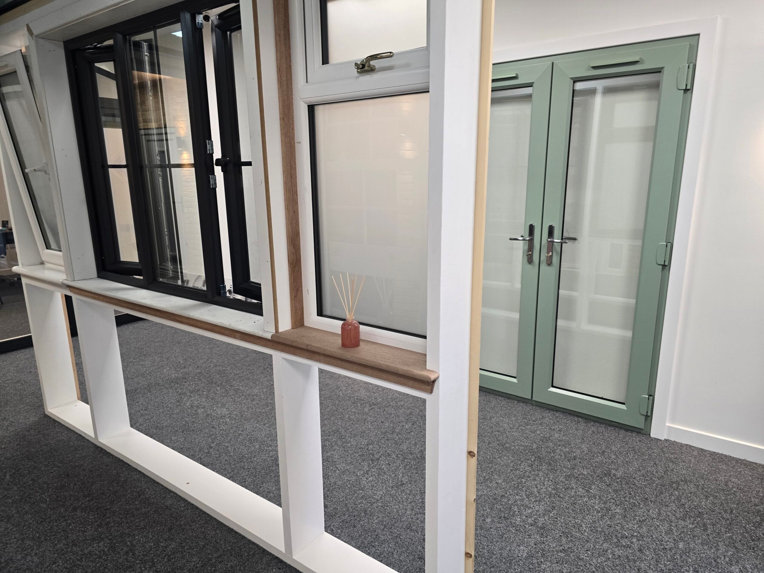 Steel-look aluminium door in the NuView Glasgow showroom
