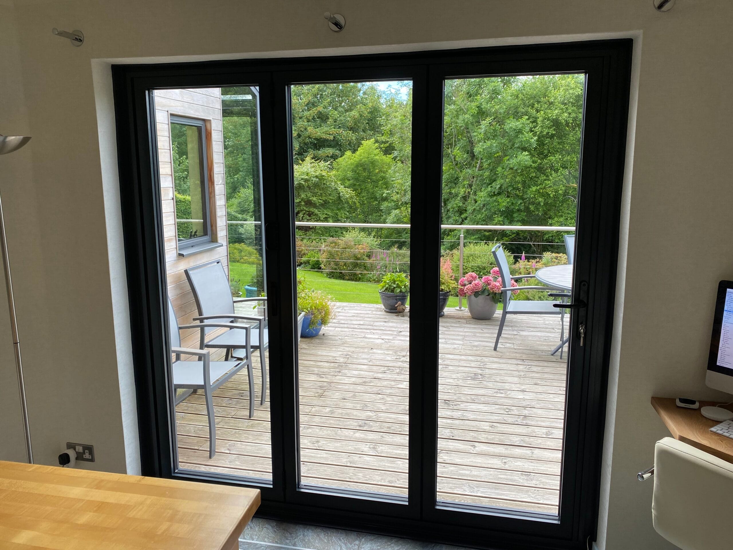 Aluminium bifold doors on display at a NuView Scotland showroom