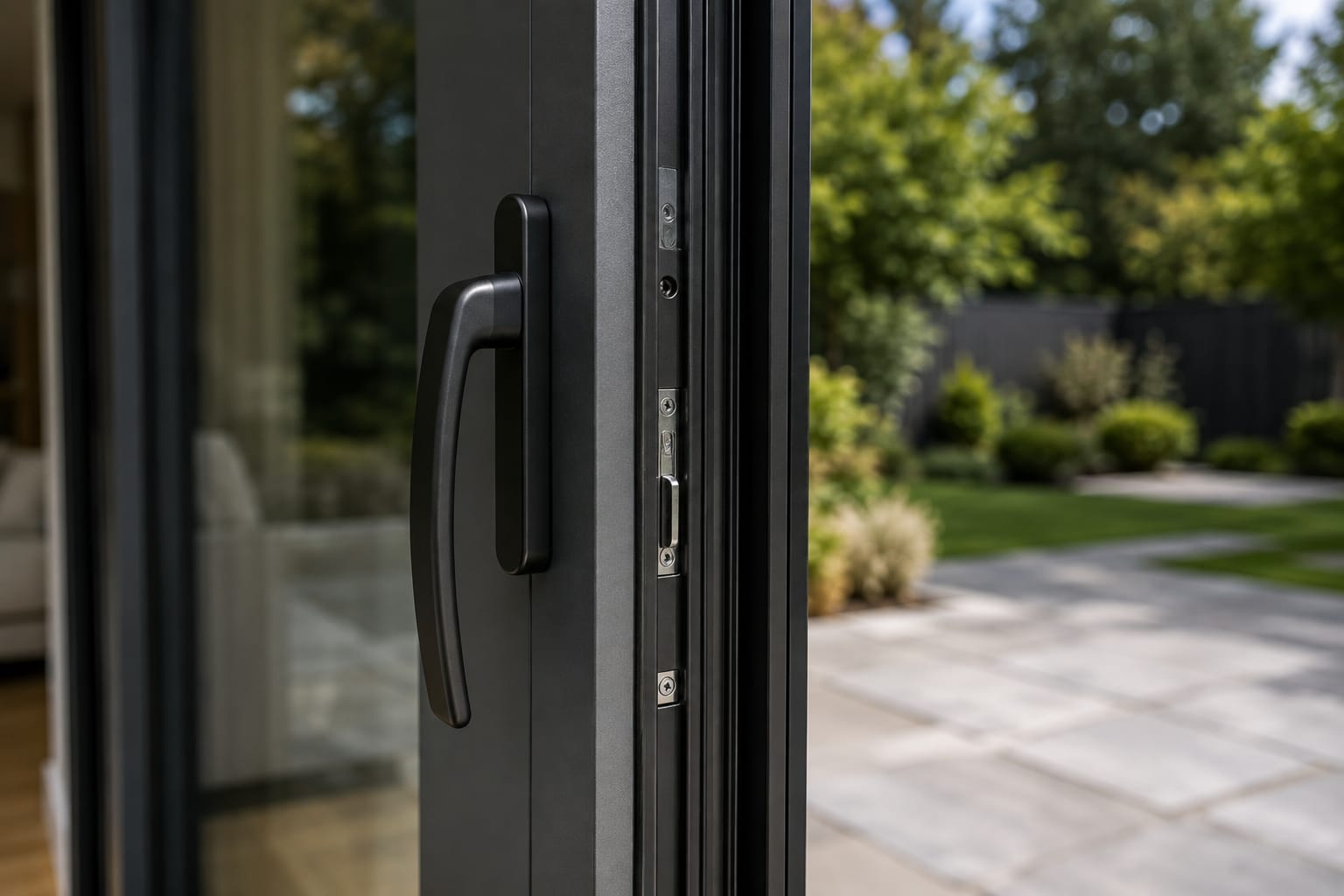 Multi-point locking on a secure aluminium sliding patio door