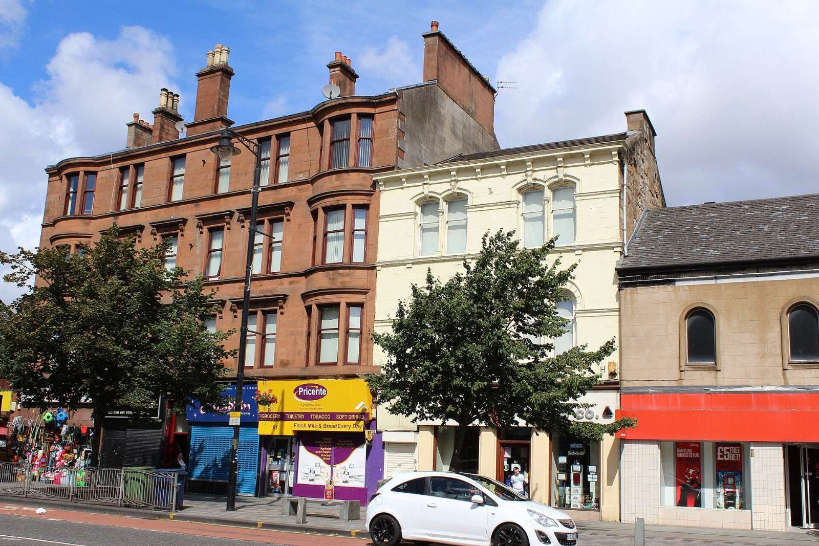 Red sandstone tenements on Main Street, Rutherglen