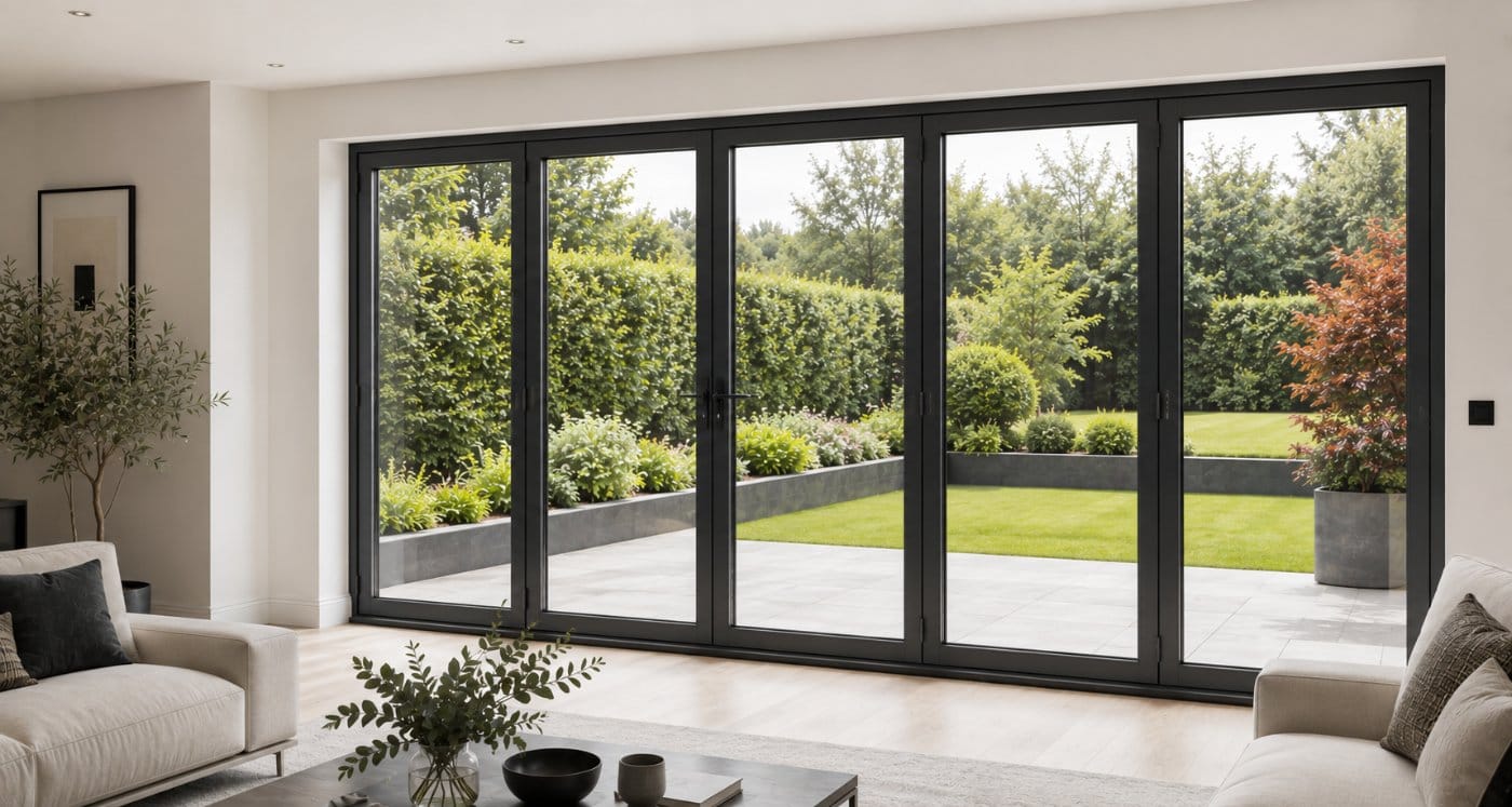 Slim aluminium bifold door frame sightlines
