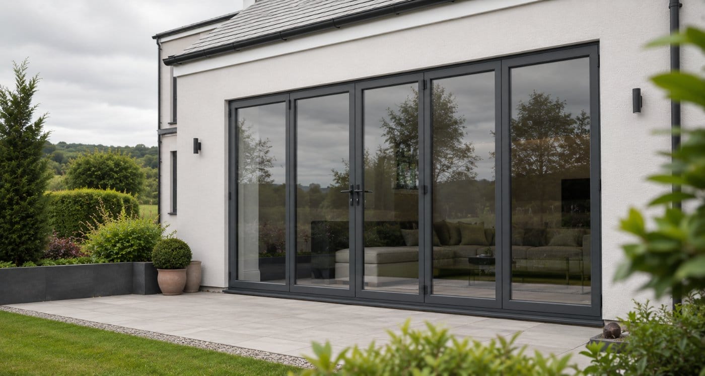 Secure thermally broken aluminium bifold doors