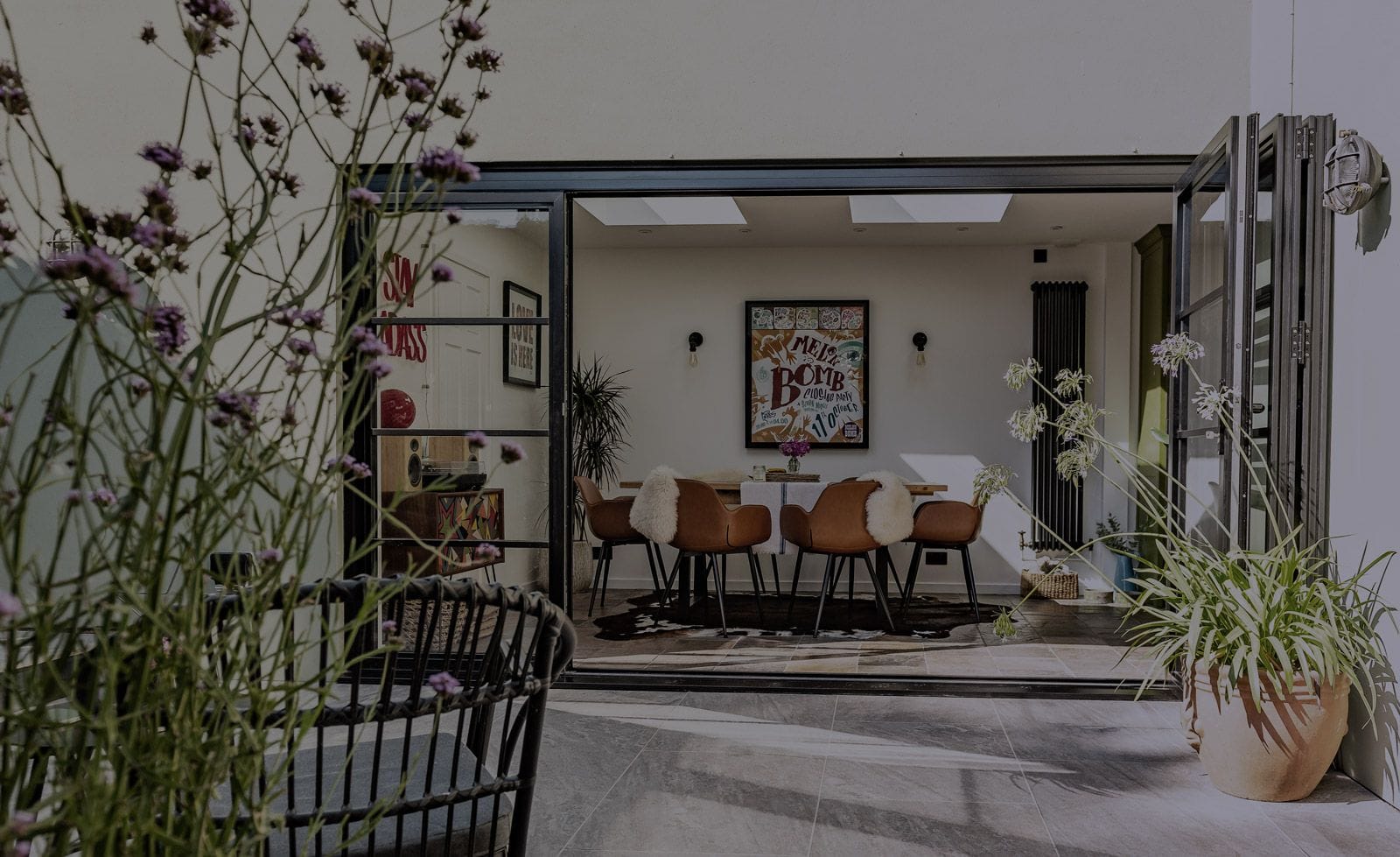 Aluminium bifold doors in a kitchen extension