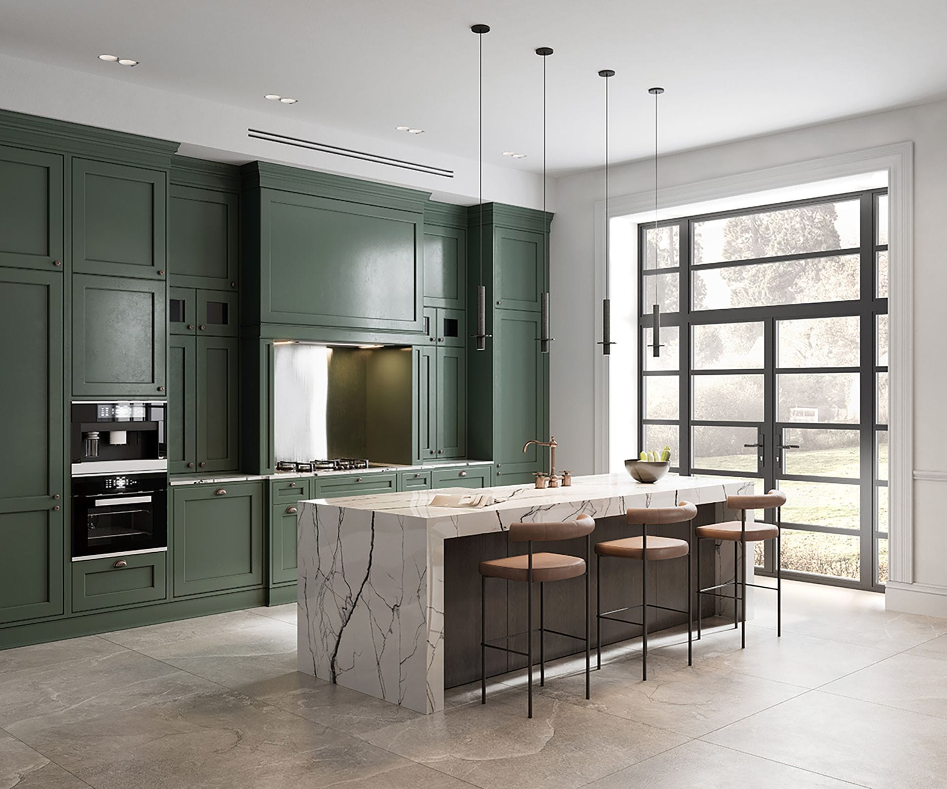 Steel-look Sheerline Heritage door in a kitchen