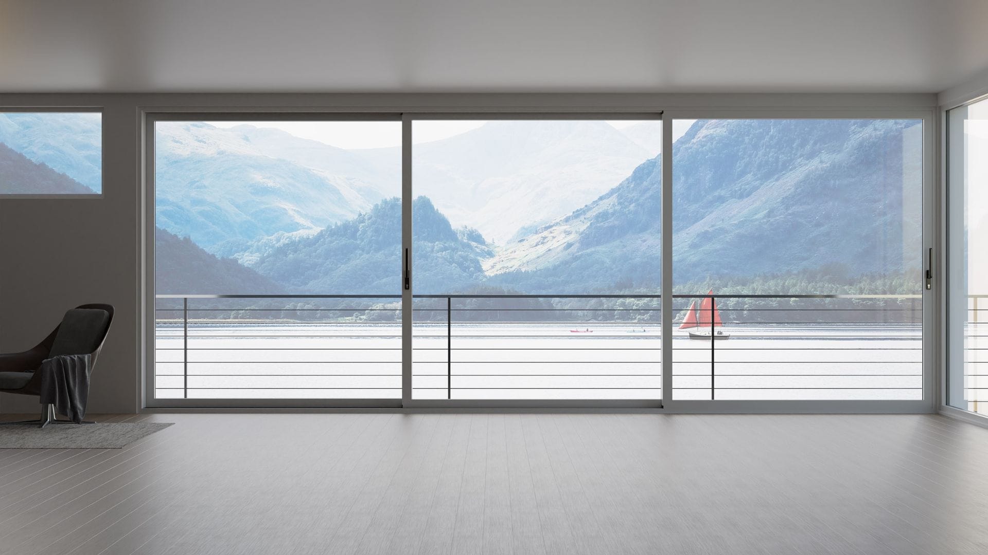 Three-pane aluminium lift and slide patio door