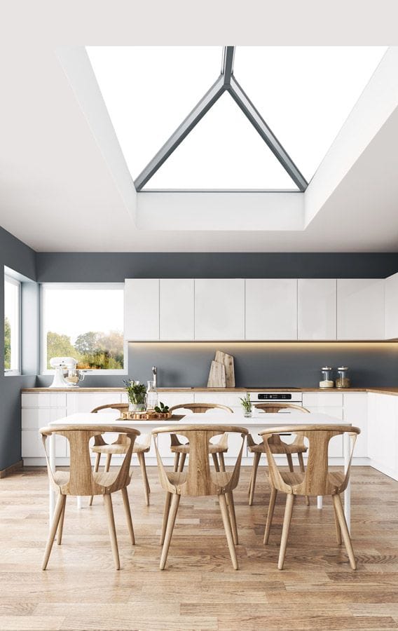 Sheerline S1 roof lantern above a kitchen