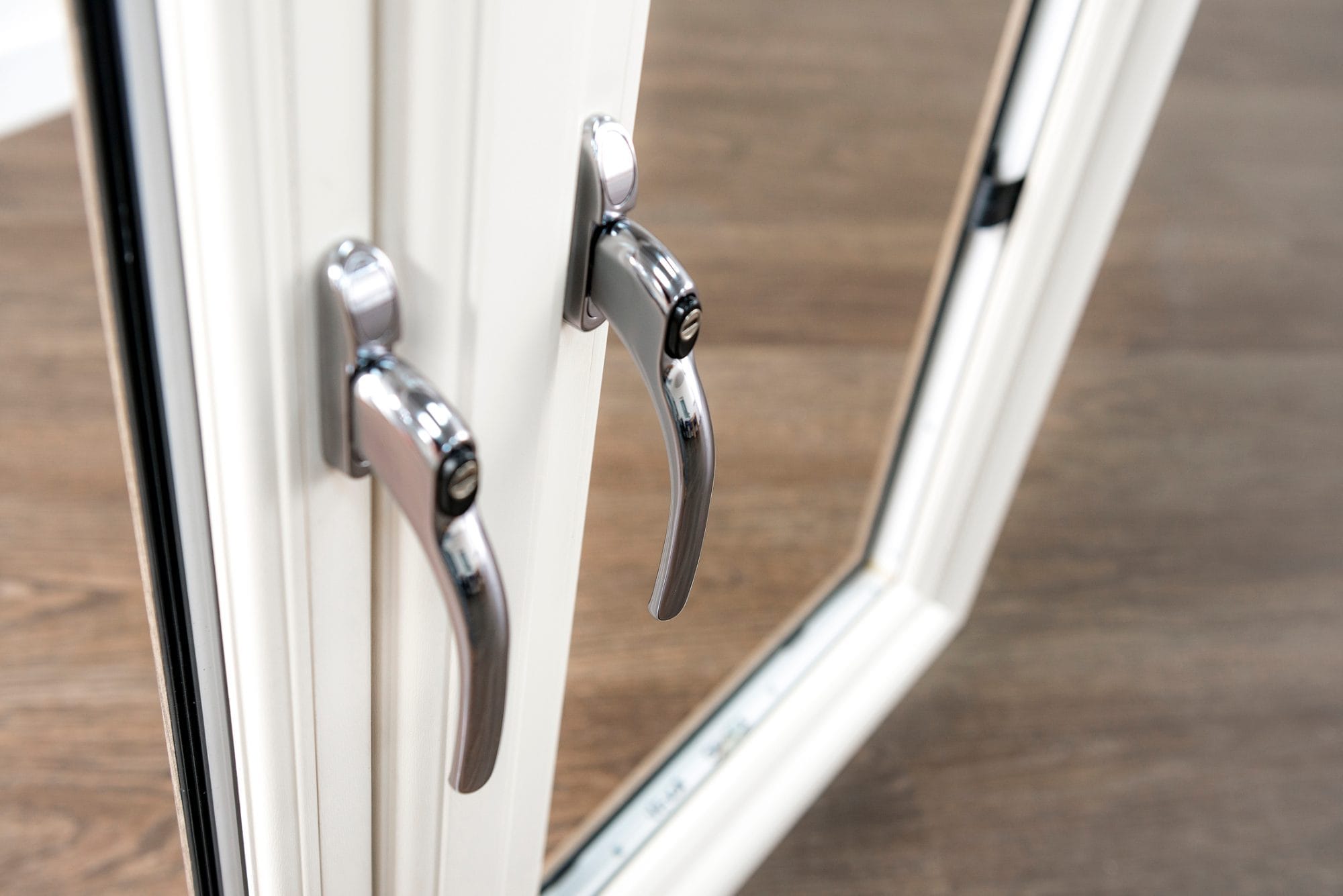 White uPVC casement window - close-up detail