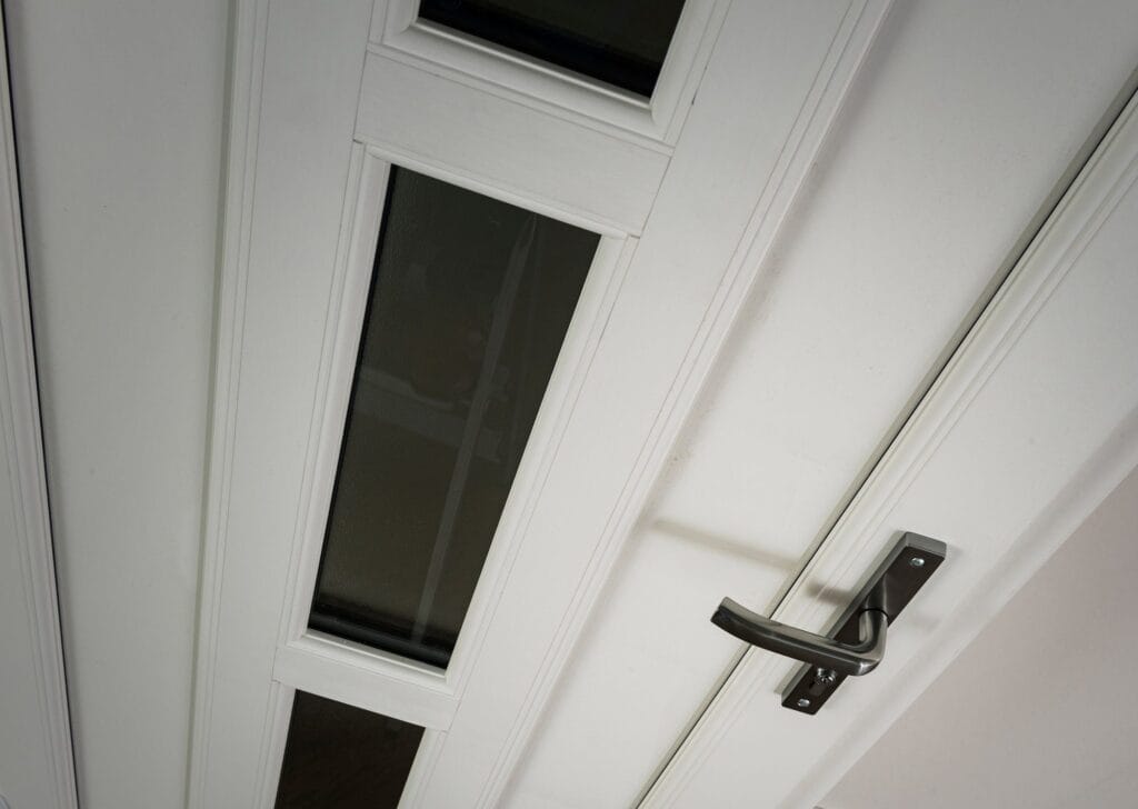Glazed panel in a white uPVC front door