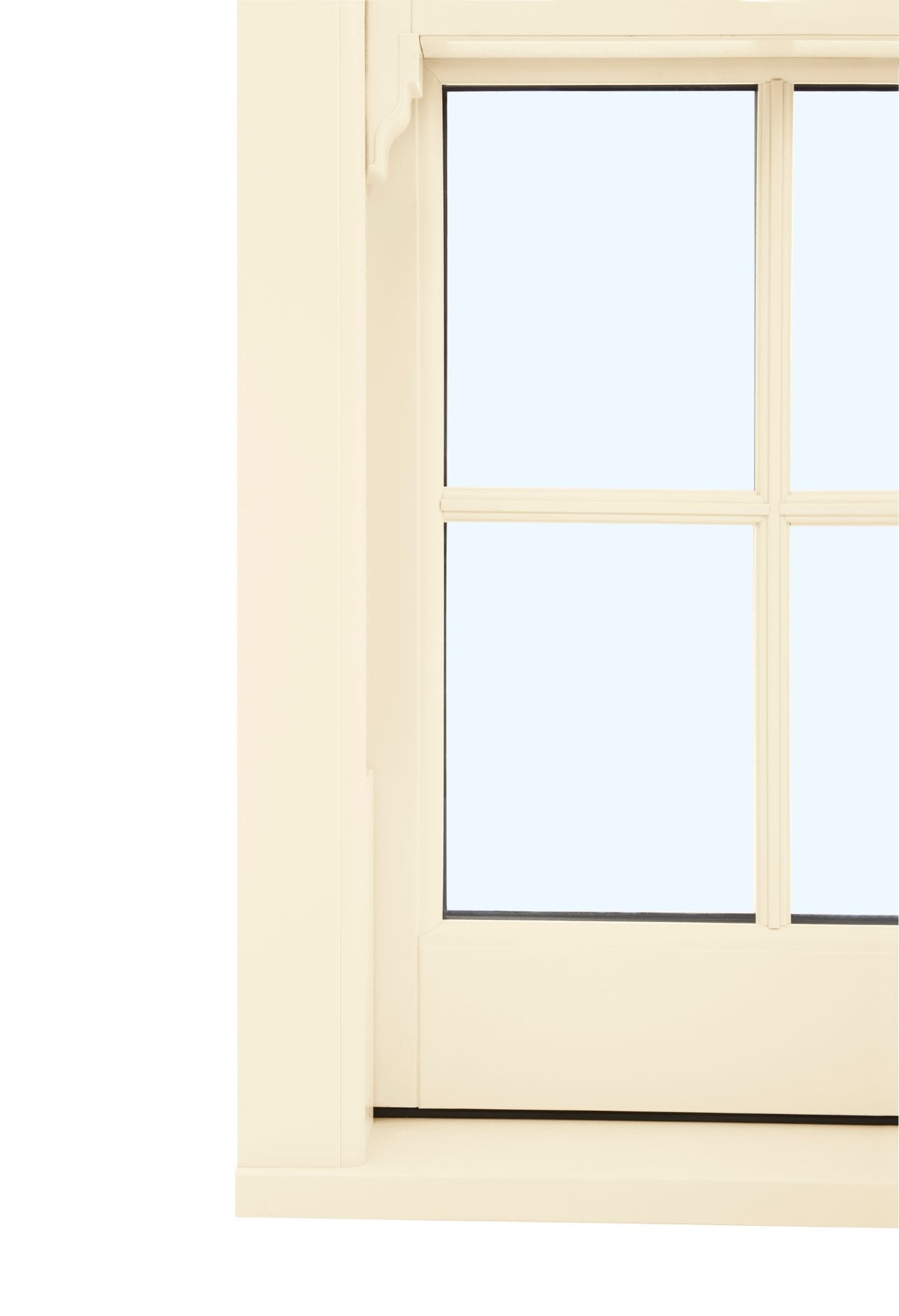 Cream uPVC sash and case window - close-up detail