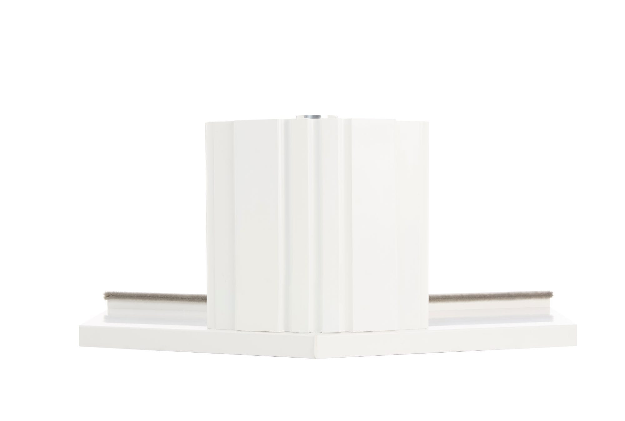 White uPVC sash and case window - cross-section showing the frame chambers and glazing